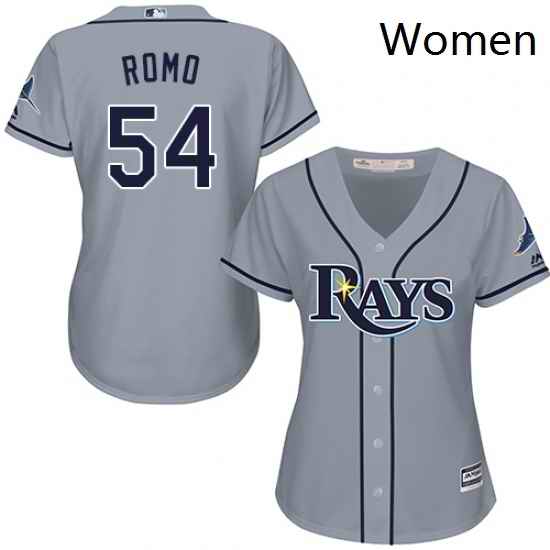 Womens Majestic Tampa Bay Rays 54 Sergio Romo Replica Grey Road Cool Base MLB Jersey